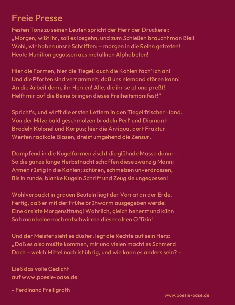 Gedicht: Freie Presse von Ferdinand Freiligrath