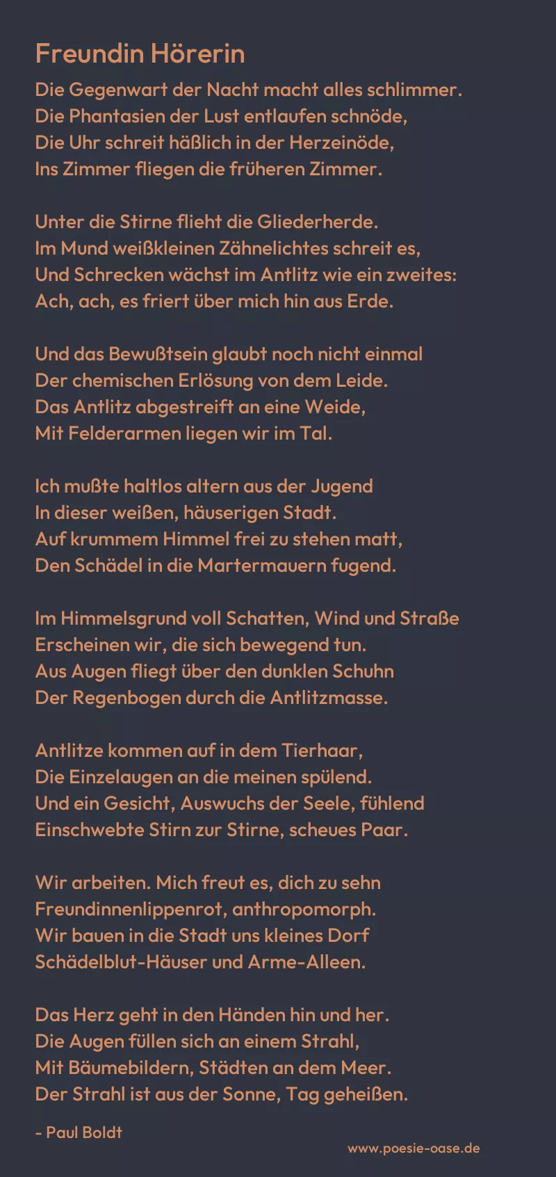 Gedicht: Freundin Hörerin von Paul Boldt