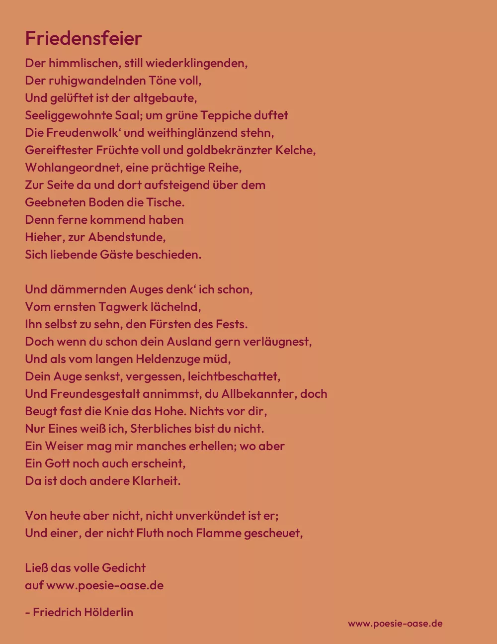 Gedicht: Friedensfeier von Friedrich Hölderlin