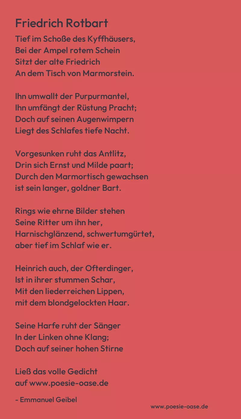 Gedicht: Friedrich Rotbart von Emmanuel Geibel