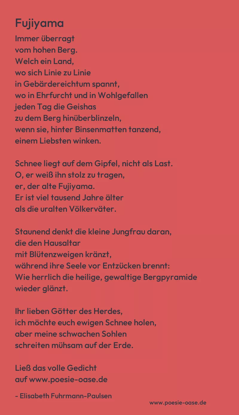 Gedicht: Fujiyama von Elisabeth Fuhrmann-Paulsen