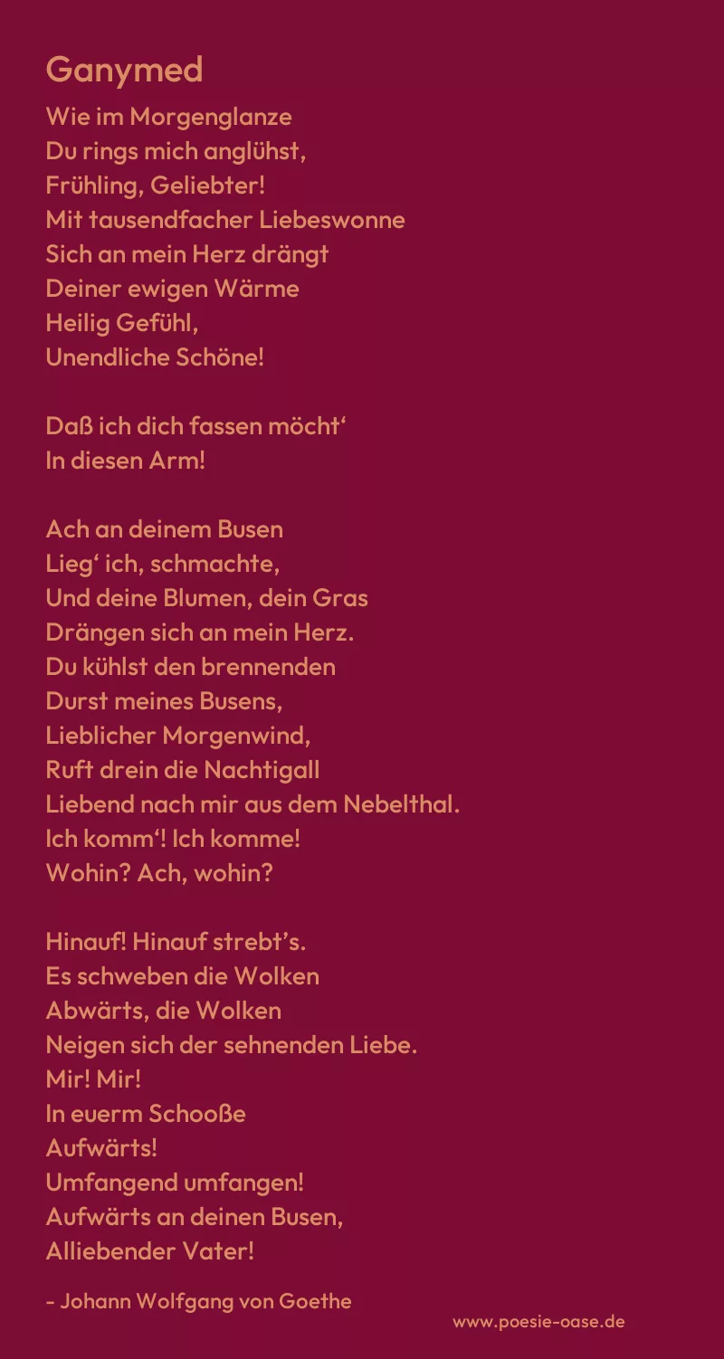 Gedicht: Ganymed von Johann Wolfgang von Goethe