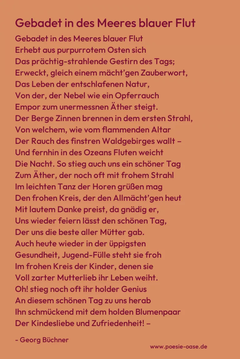 Gebadet in des Meeres blauer Flut