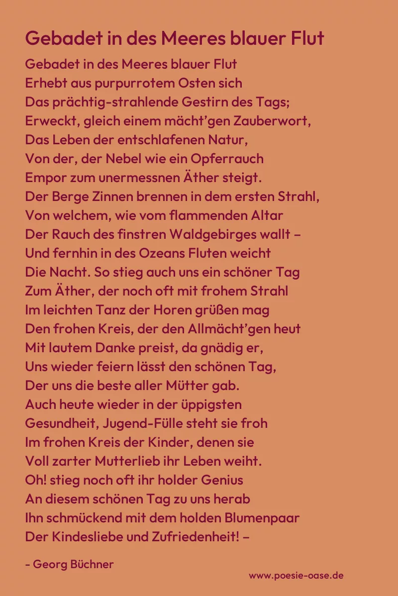 Gedicht: Gebadet in des Meeres blauer Flut von Georg Büchner