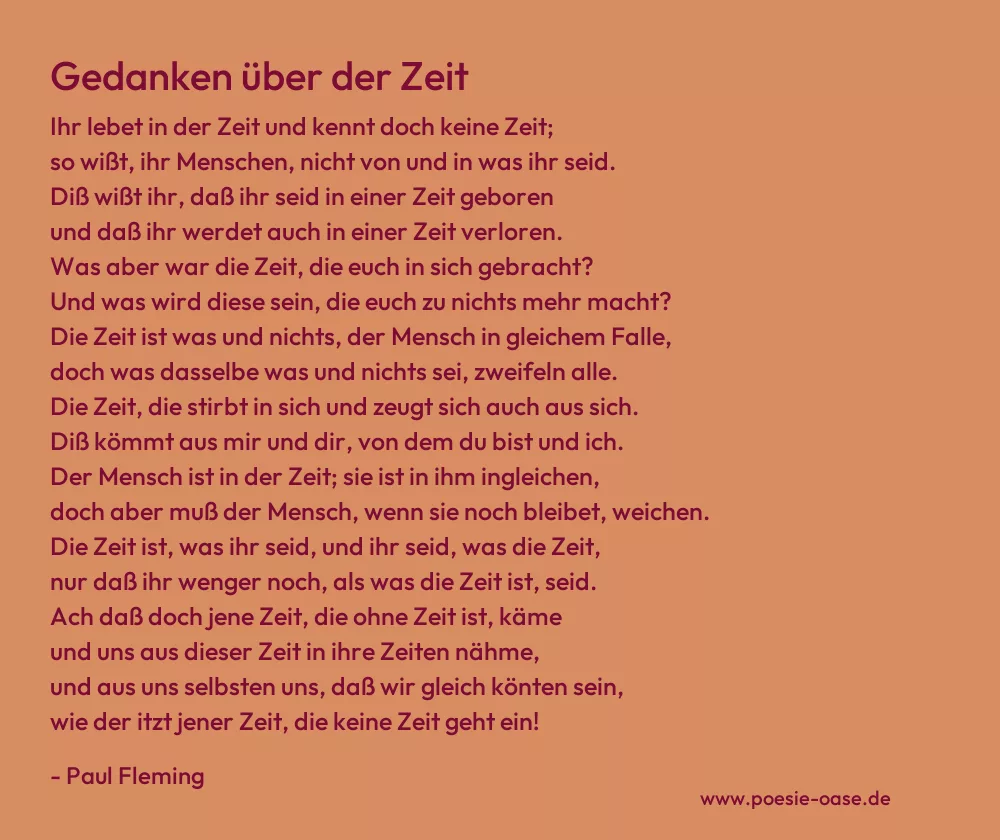 Gedicht: Gedanken über der Zeit von Paul Fleming