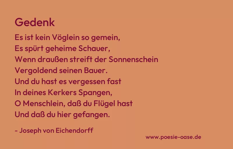 Gedicht: Gedenk von Joseph von Eichendorff