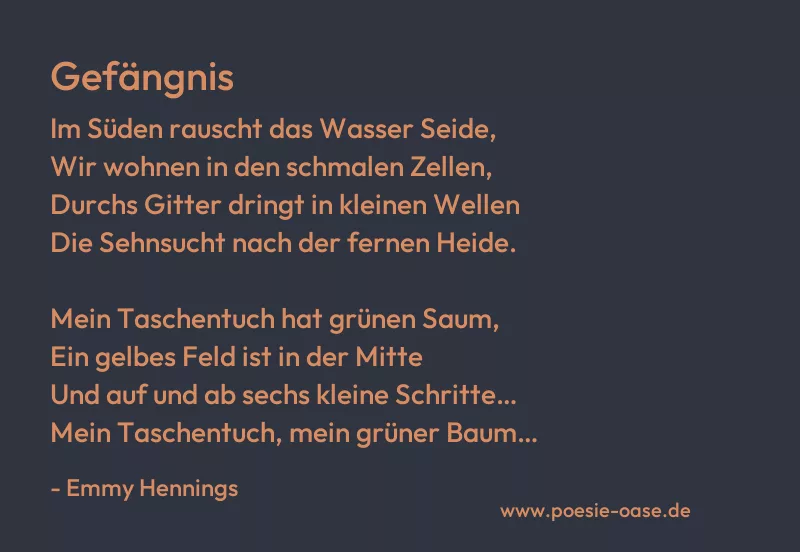 Gedicht: Gefängnis von Emmy Hennings