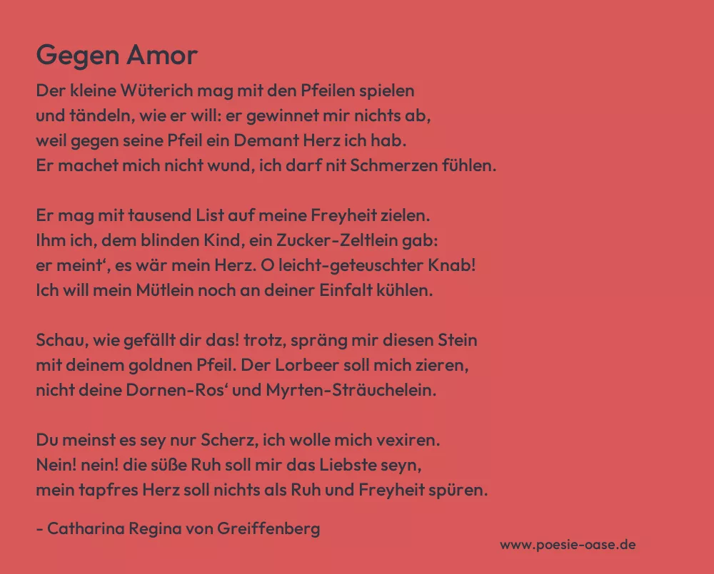 Gedicht: Gegen Amor von Catharina Regina von Greiffenberg