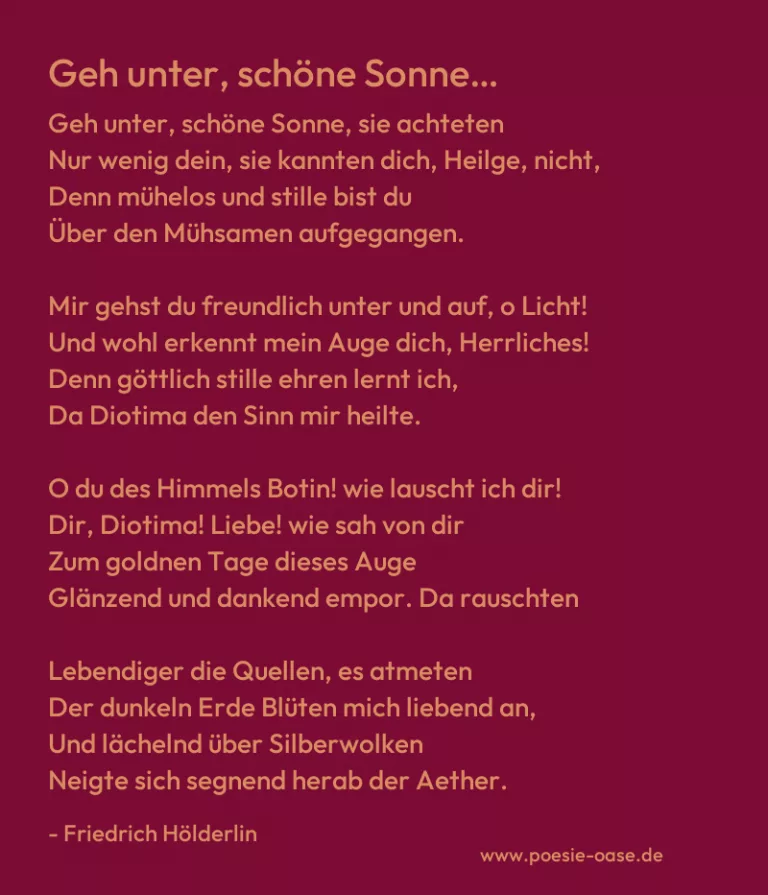 Geh unter, schöne Sonne…