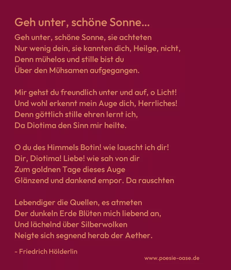 Gedicht: Geh unter, schöne Sonne… von Friedrich Hölderlin