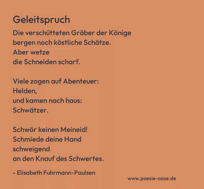 Gedicht: Geleitspruch von Elisabeth Fuhrmann-Paulsen