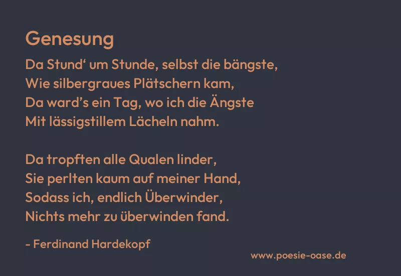 Gedicht: Genesung von Ferdinand Hardekopf