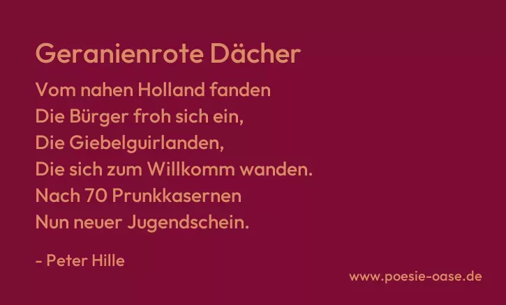 Gedicht: Geranienrote Dächer von Peter Hille