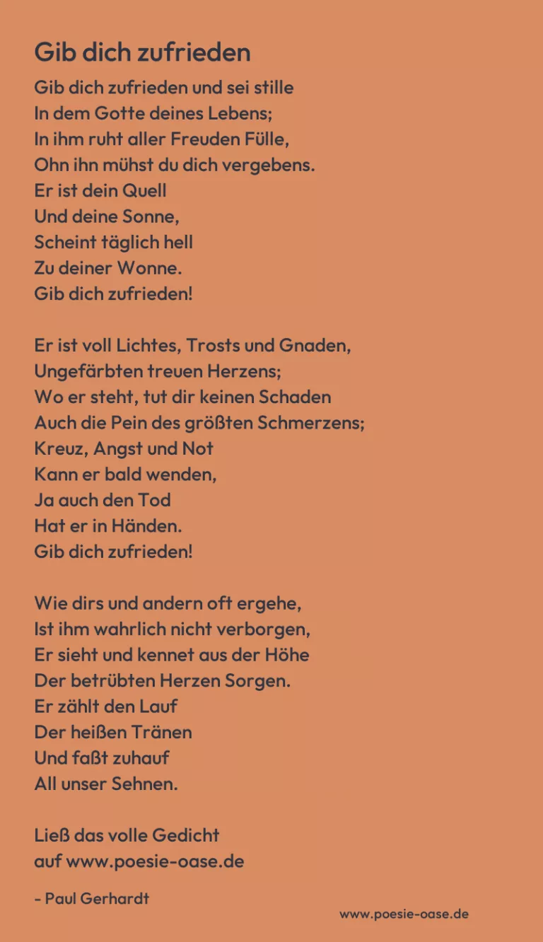 Gib dich zufrieden