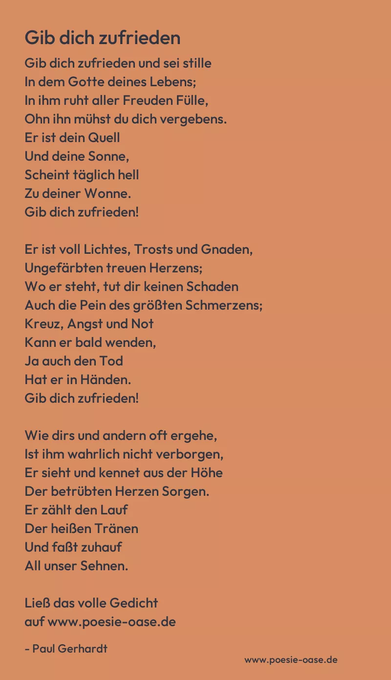 Gedicht: Gib dich zufrieden von Paul Gerhardt