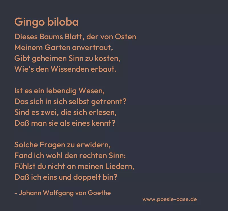 Gedicht: Gingo biloba von Johann Wolfgang von Goethe