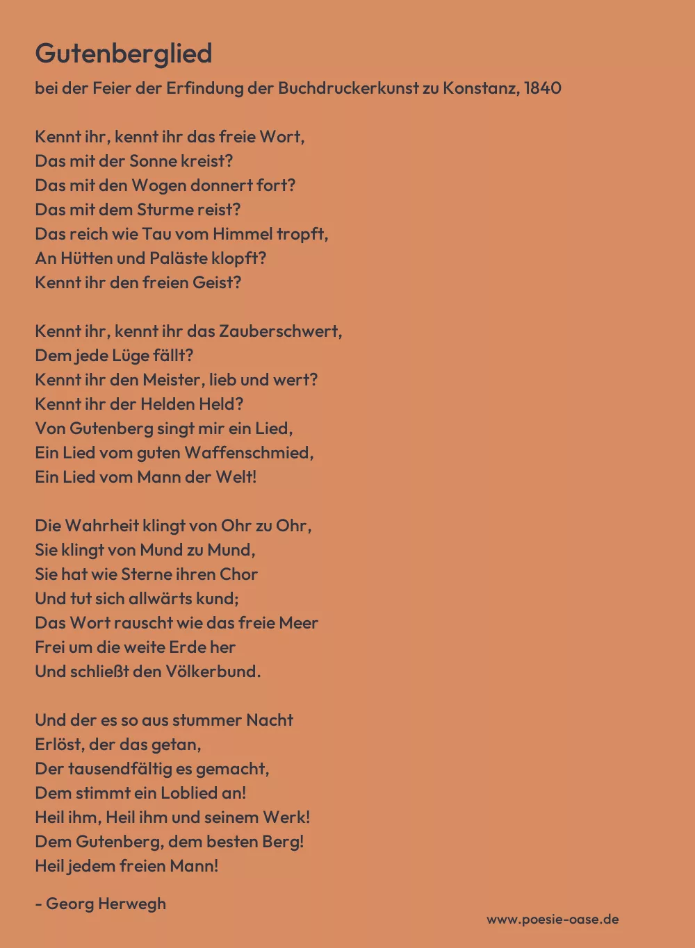 Gedicht: Gutenberglied von Georg Herwegh