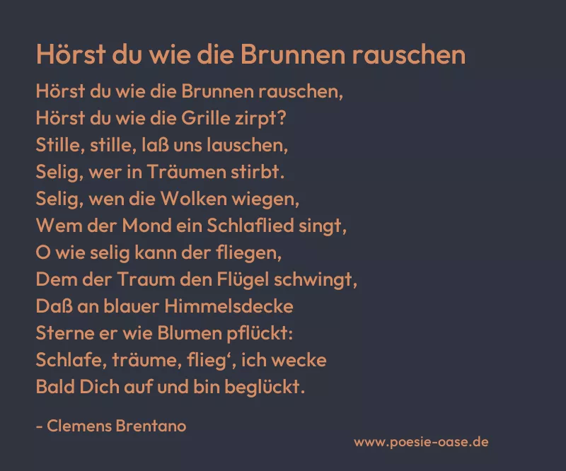 Gedicht: Hörst du wie die Brunnen rauschen von Clemens Brentano