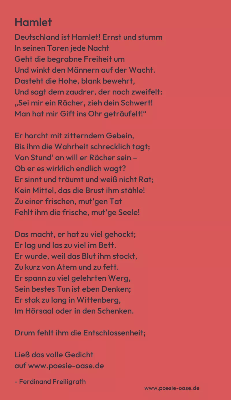 Gedicht: Hamlet von Ferdinand Freiligrath