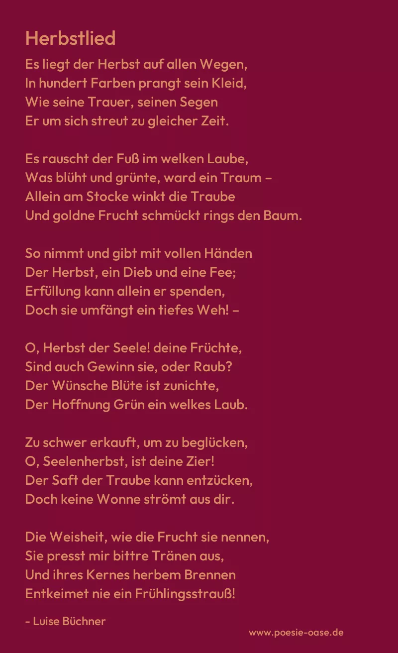 Gedicht: Herbstlied von Luise Büchner