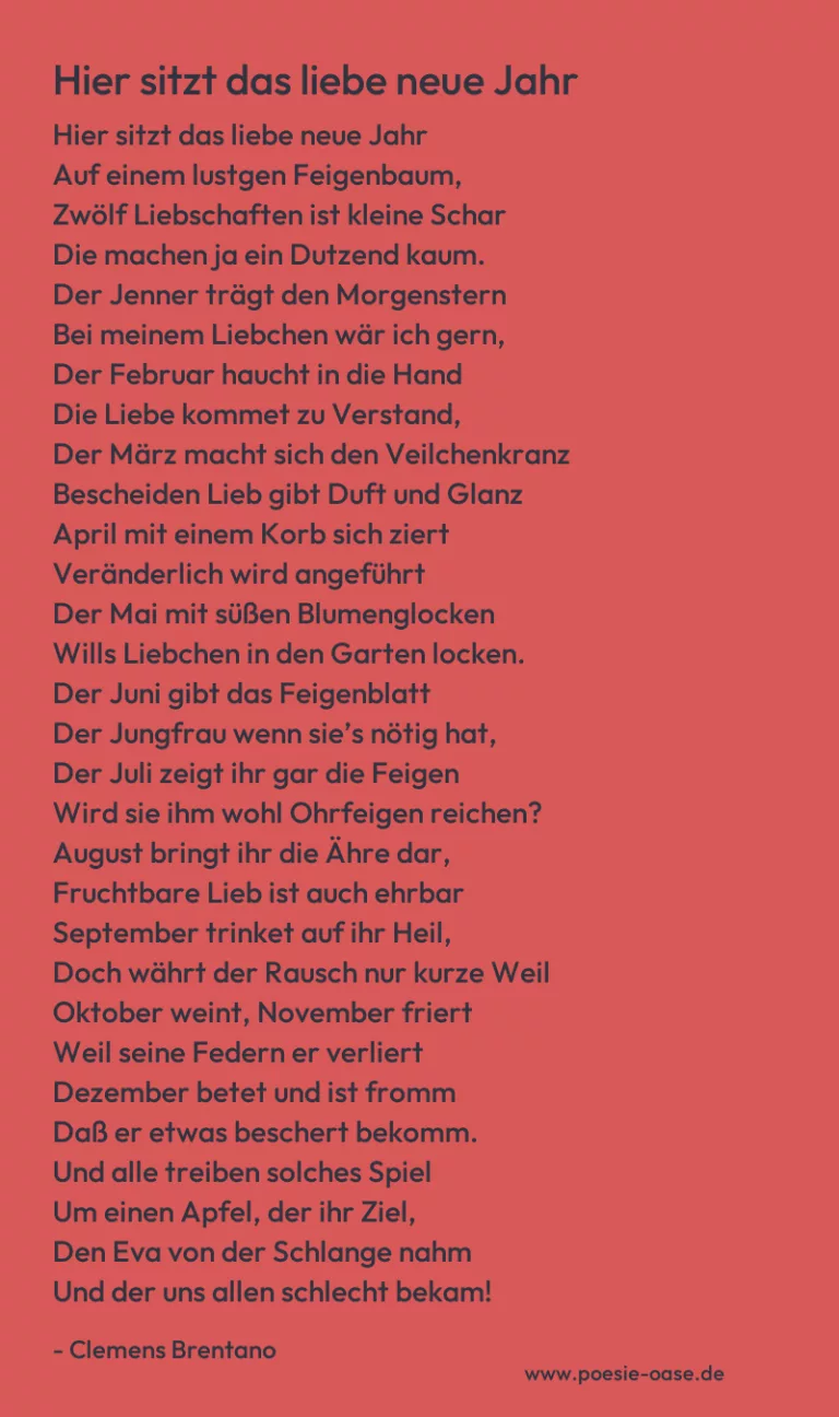 Hier sitzt das liebe neue Jahr