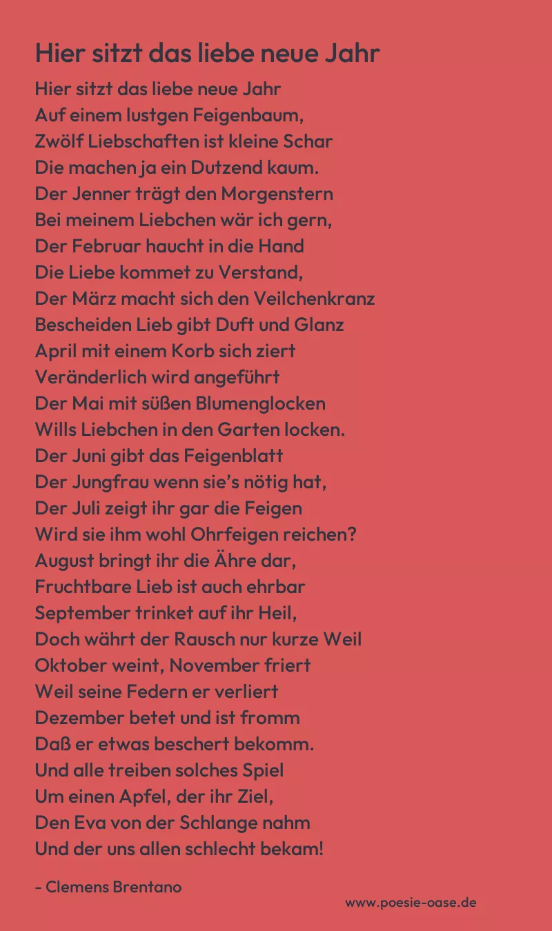 Gedicht: Hier sitzt das liebe neue Jahr von Clemens Brentano