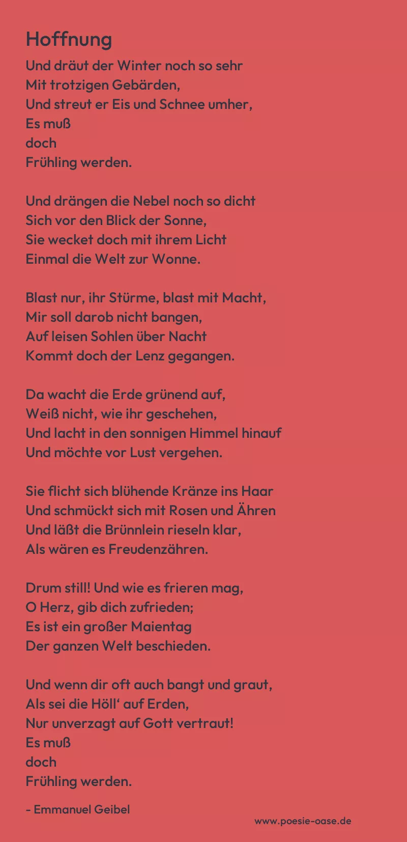 Gedicht: Hoffnung von Emmanuel Geibel