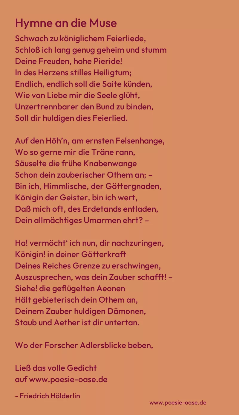 Gedicht: Hymne an die Muse von Friedrich Hölderlin