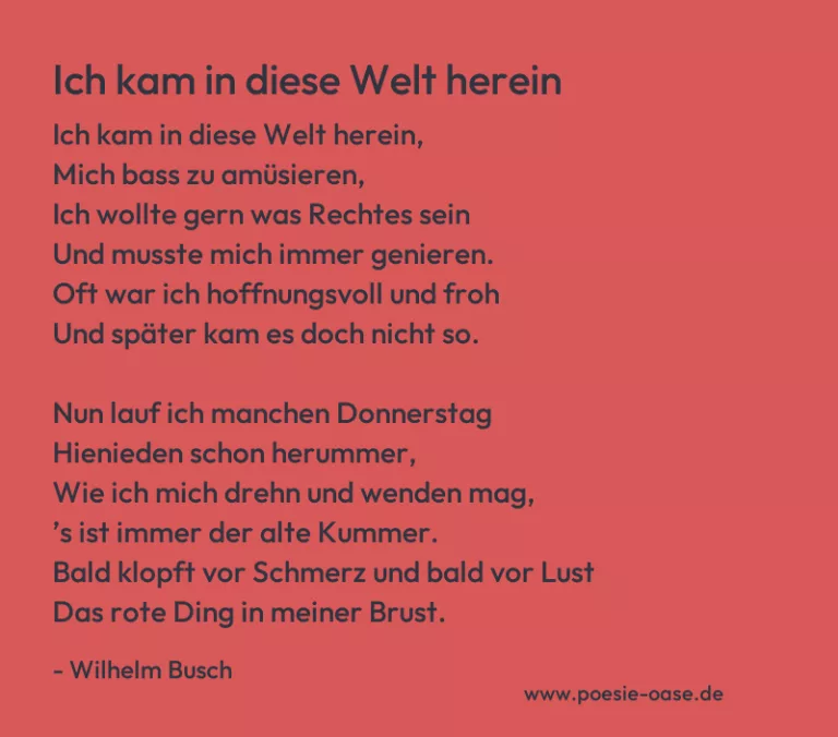 Ich kam in diese Welt herein