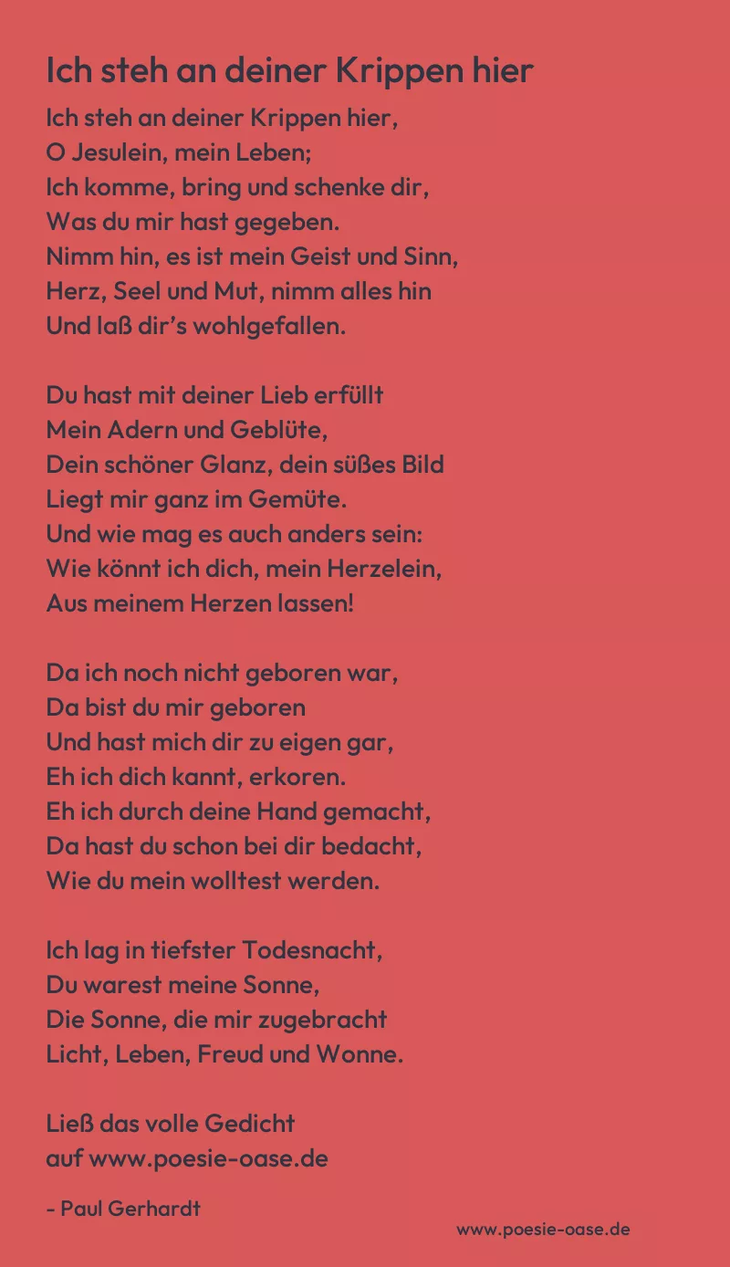 Gedicht: Ich steh an deiner Krippen hier von Paul Gerhardt