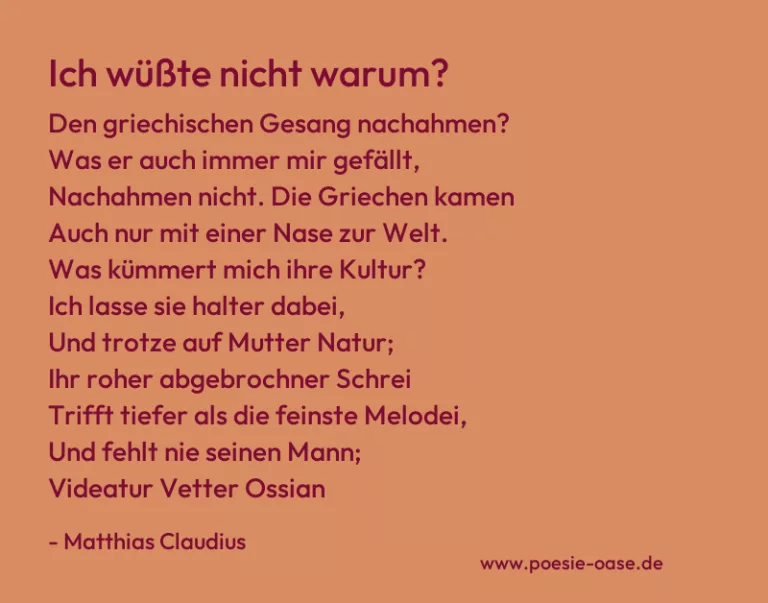 Ich wüßte nicht warum?