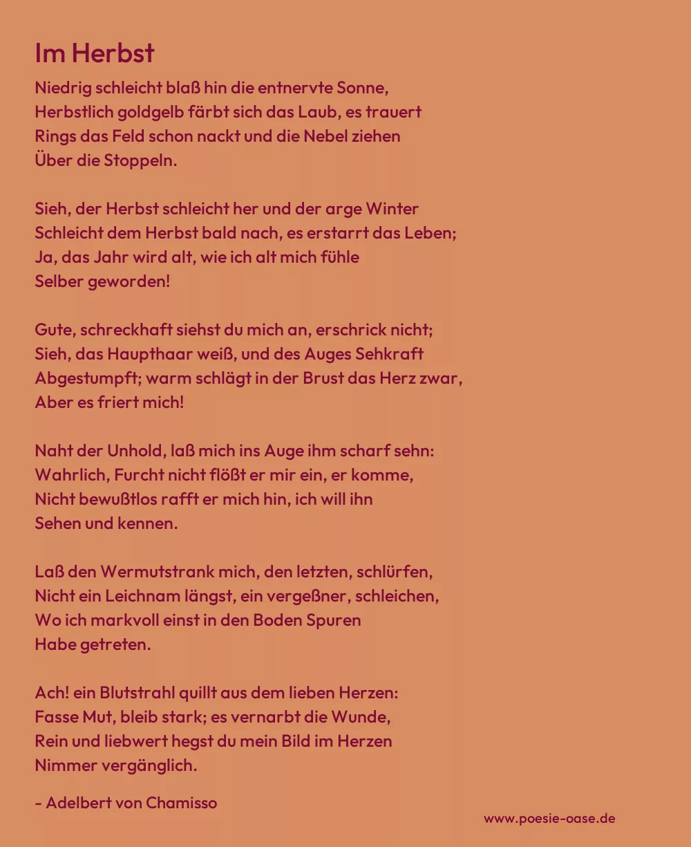 Gedicht: Im Herbst von Adelbert von Chamisso