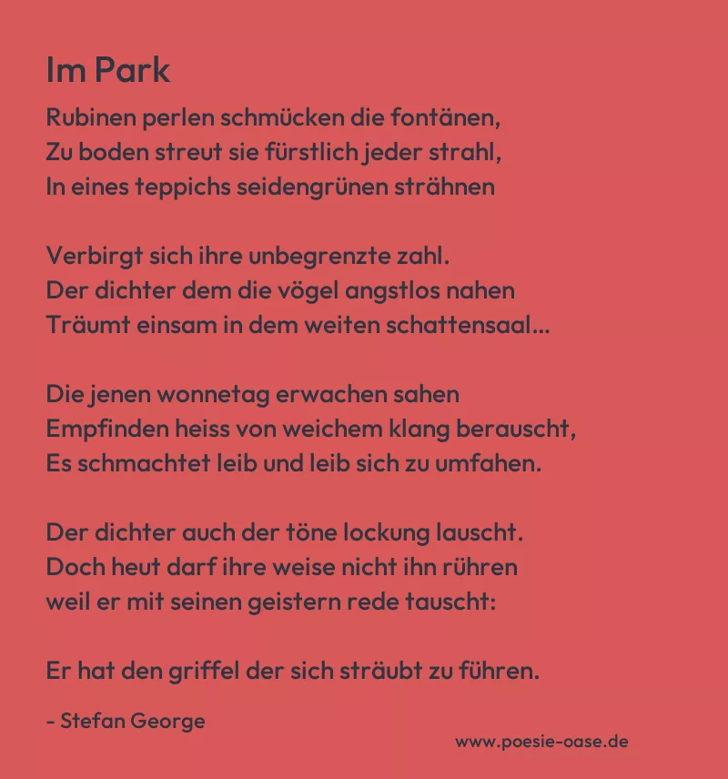 Gedicht: Im Park von Stefan George