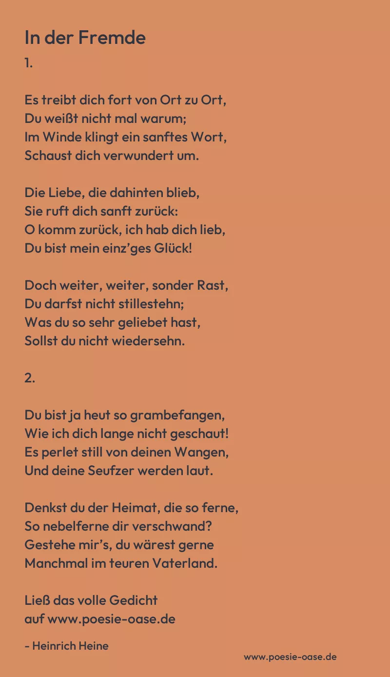 Gedicht: In der Fremde von Heinrich Heine