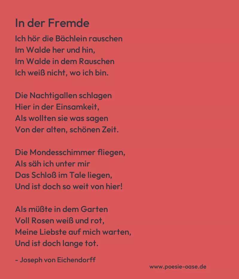 Gedicht: In der Fremde von Joseph von Eichendorff