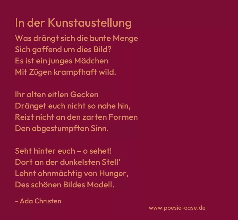 Gedicht: In der Kunstaustellung von Ada Christen