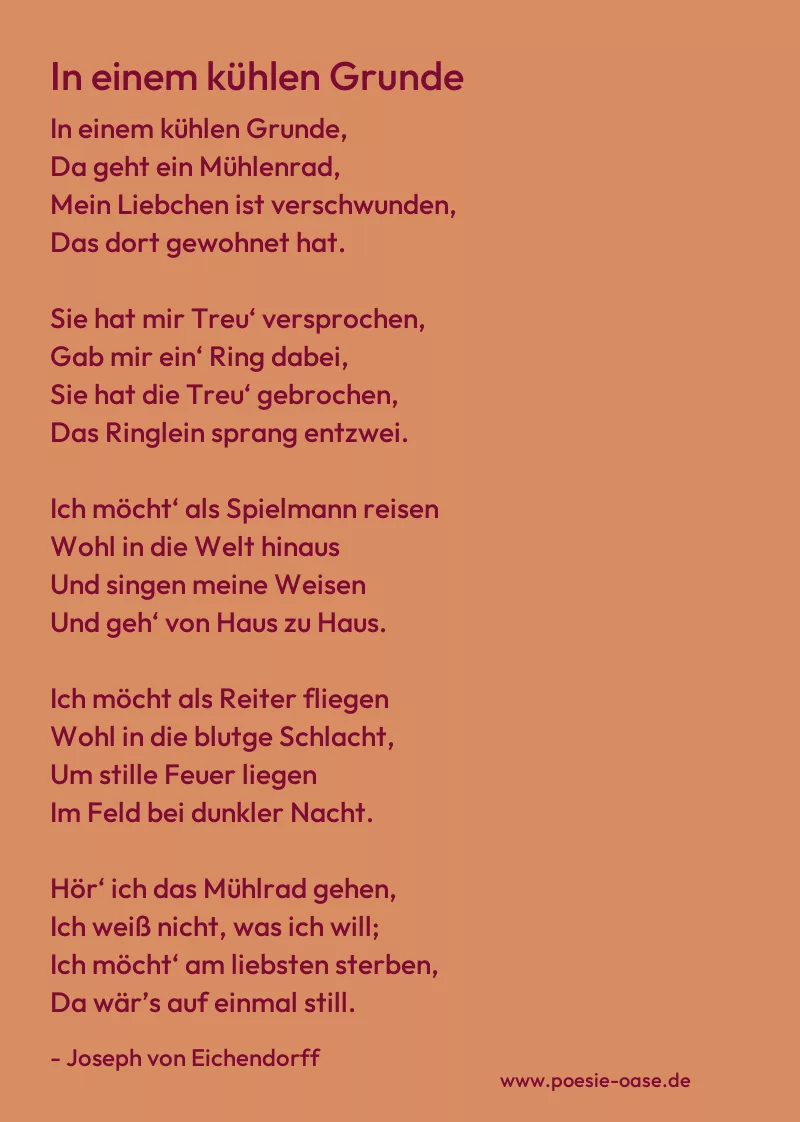 Gedicht: In einem kühlen Grunde von Joseph von Eichendorff