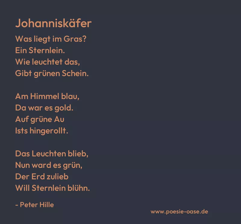 Gedicht: Johanniskäfer von Peter Hille