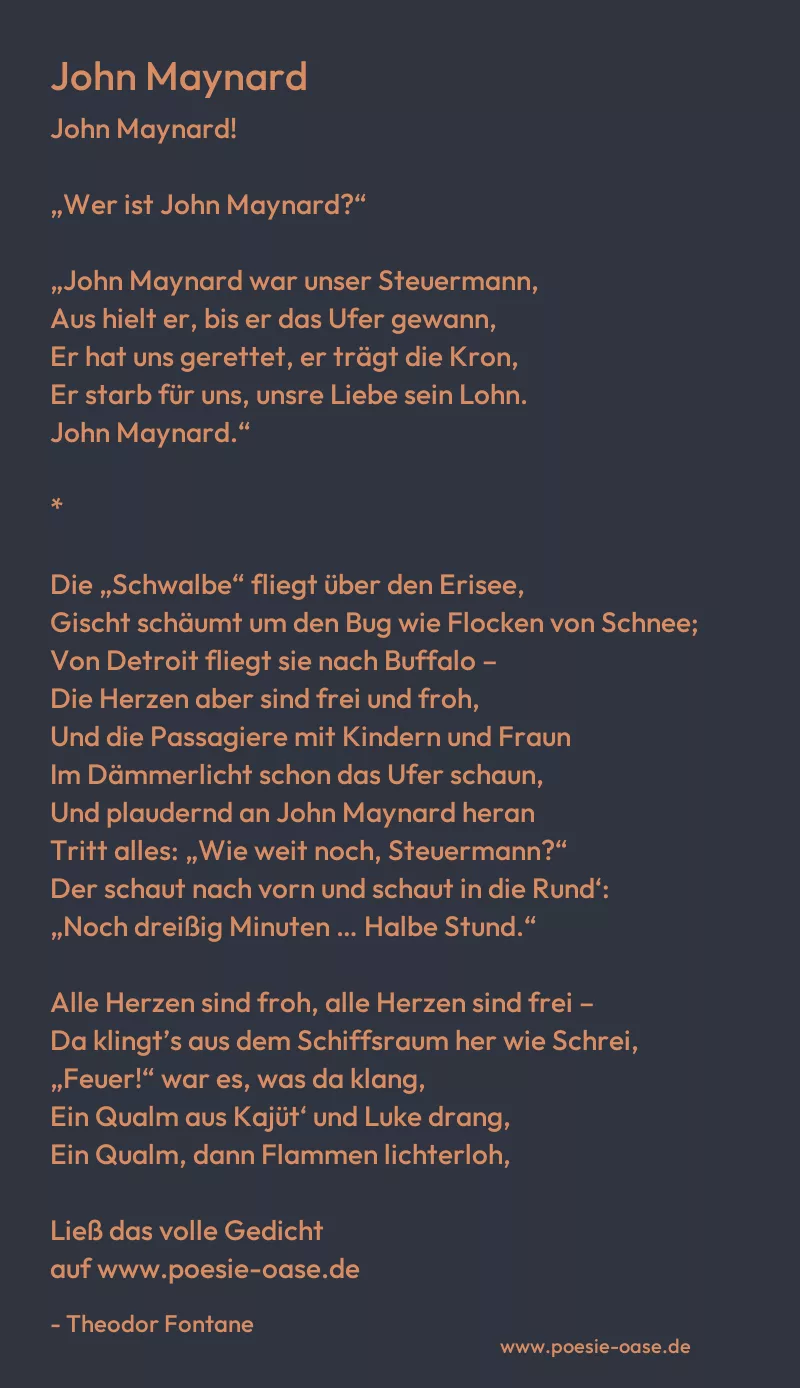 Gedicht: John Maynard von Theodor Fontane