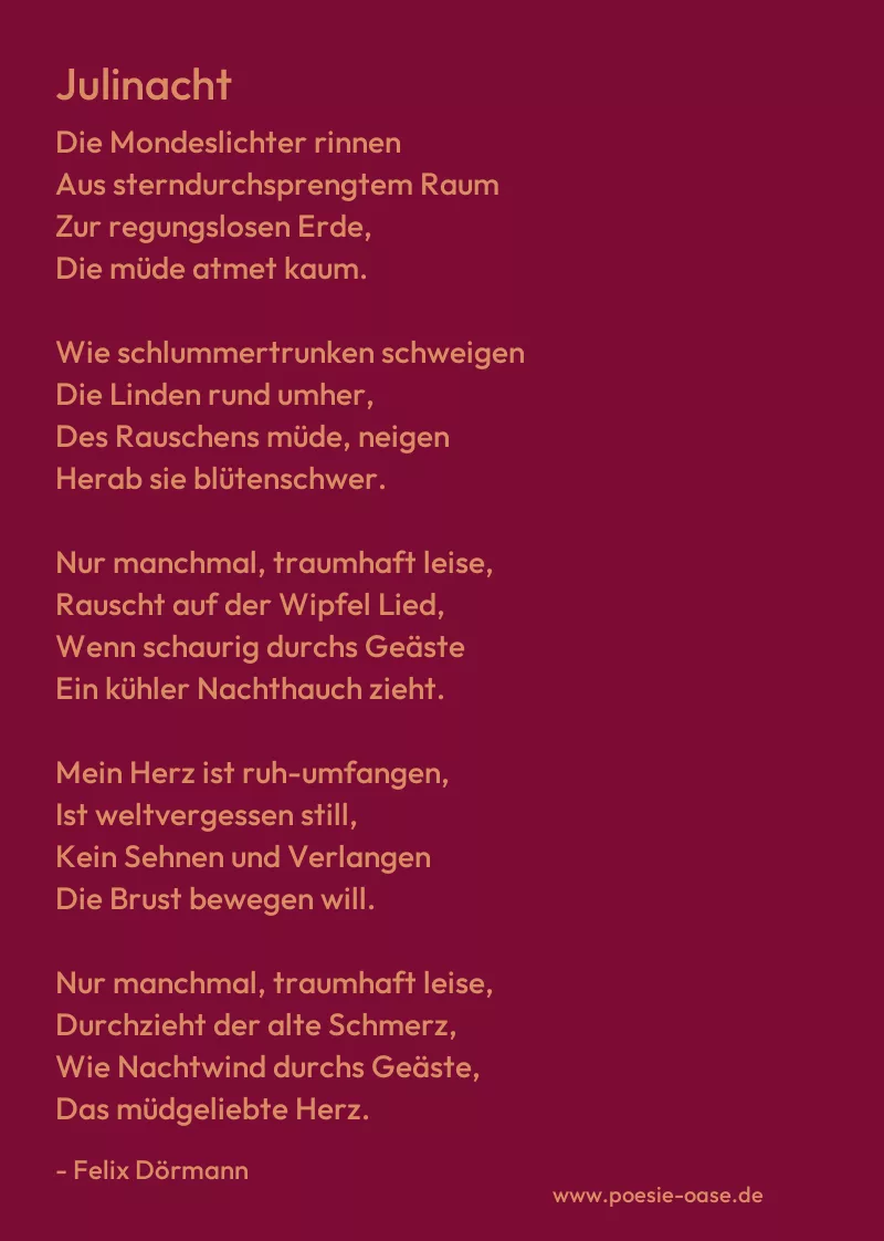 Gedicht: Julinacht von Felix Dörmann