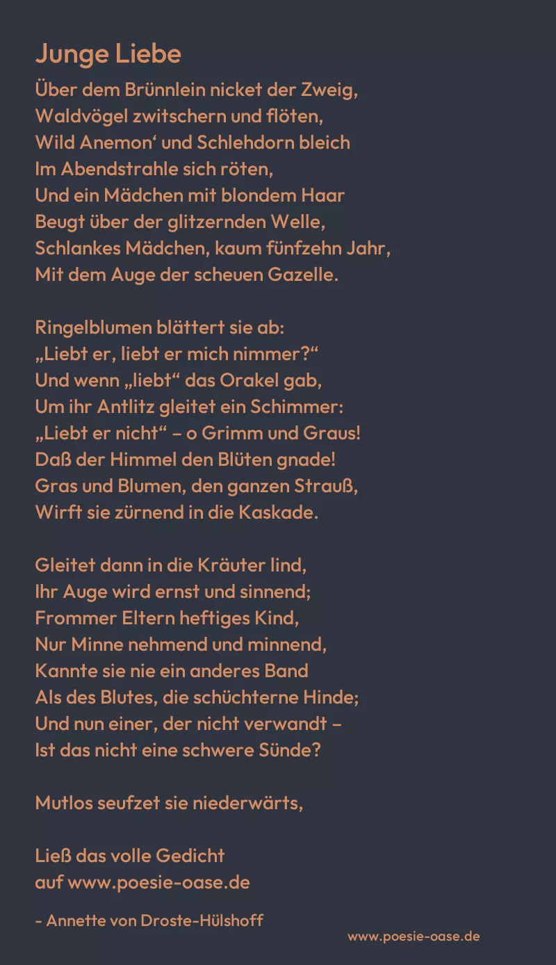 Gedicht: Junge Liebe von Annette von Droste-Hülshoff