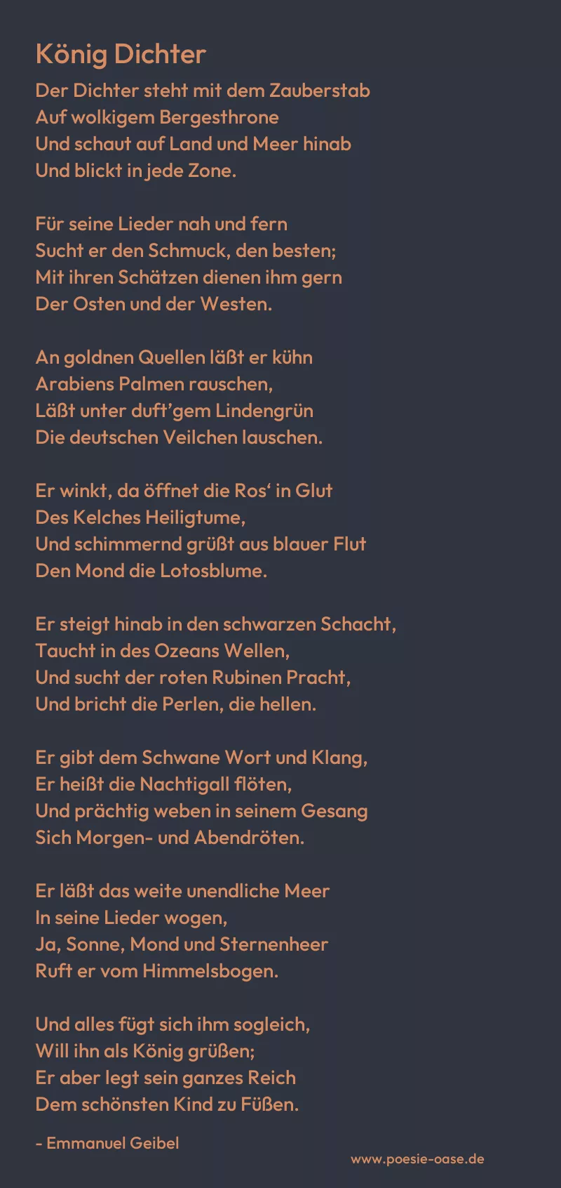 Gedicht: König Dichter von Emmanuel Geibel