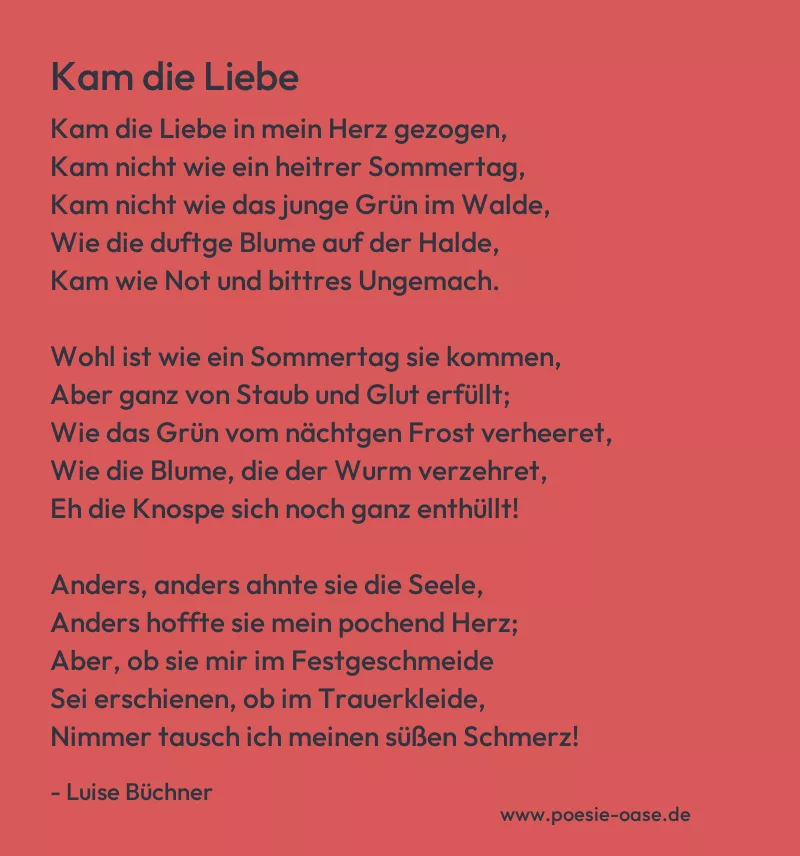 Gedicht: Kam die Liebe von Luise Büchner