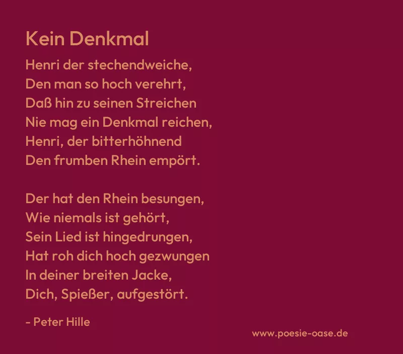 Gedicht: Kein Denkmal von Peter Hille