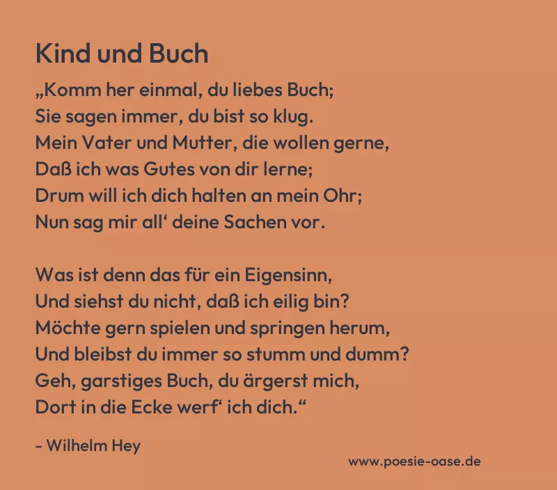 Gedicht: Kind und Buch von Wilhelm Hey