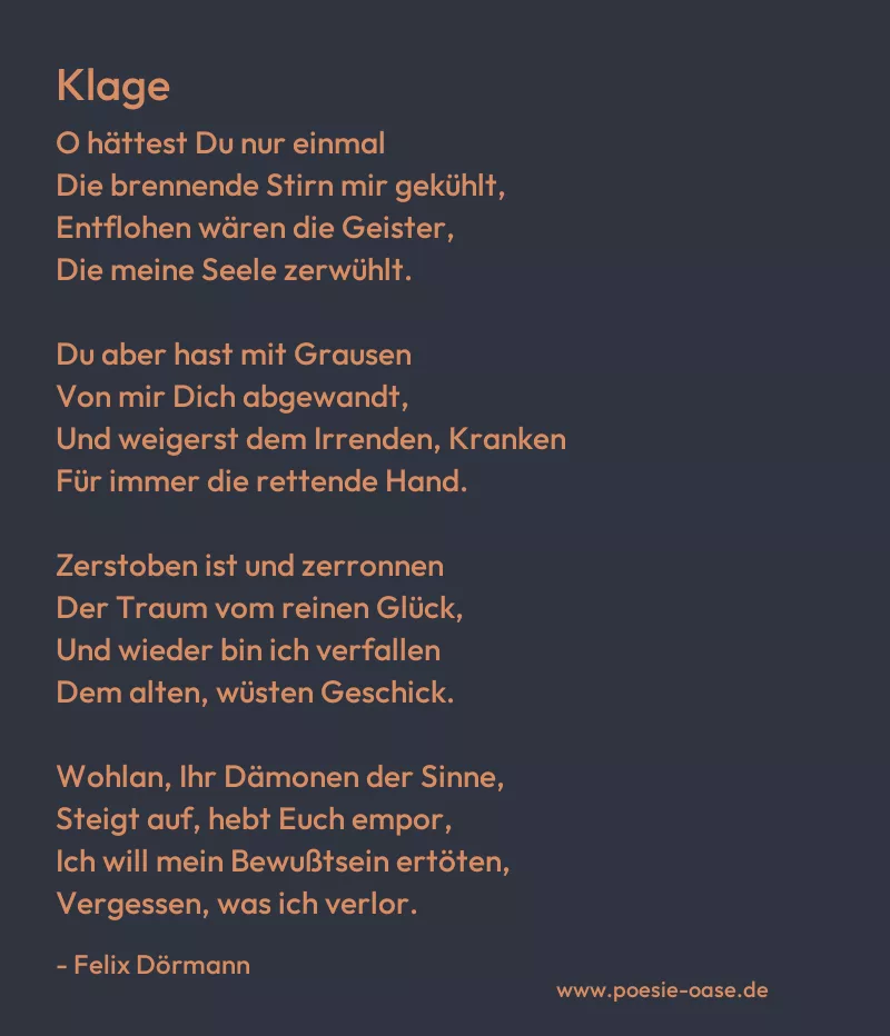 Gedicht: Klage von Felix Dörmann