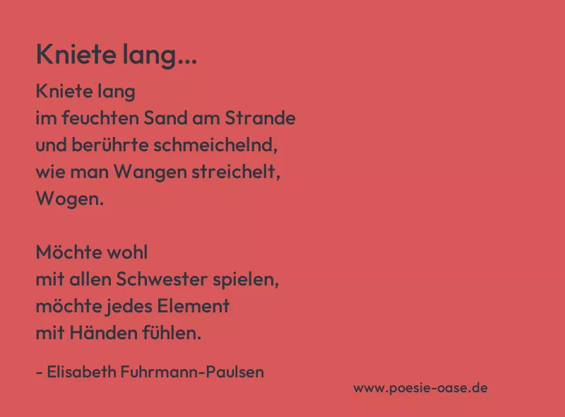 Gedicht: Kniete lang… von Elisabeth Fuhrmann-Paulsen