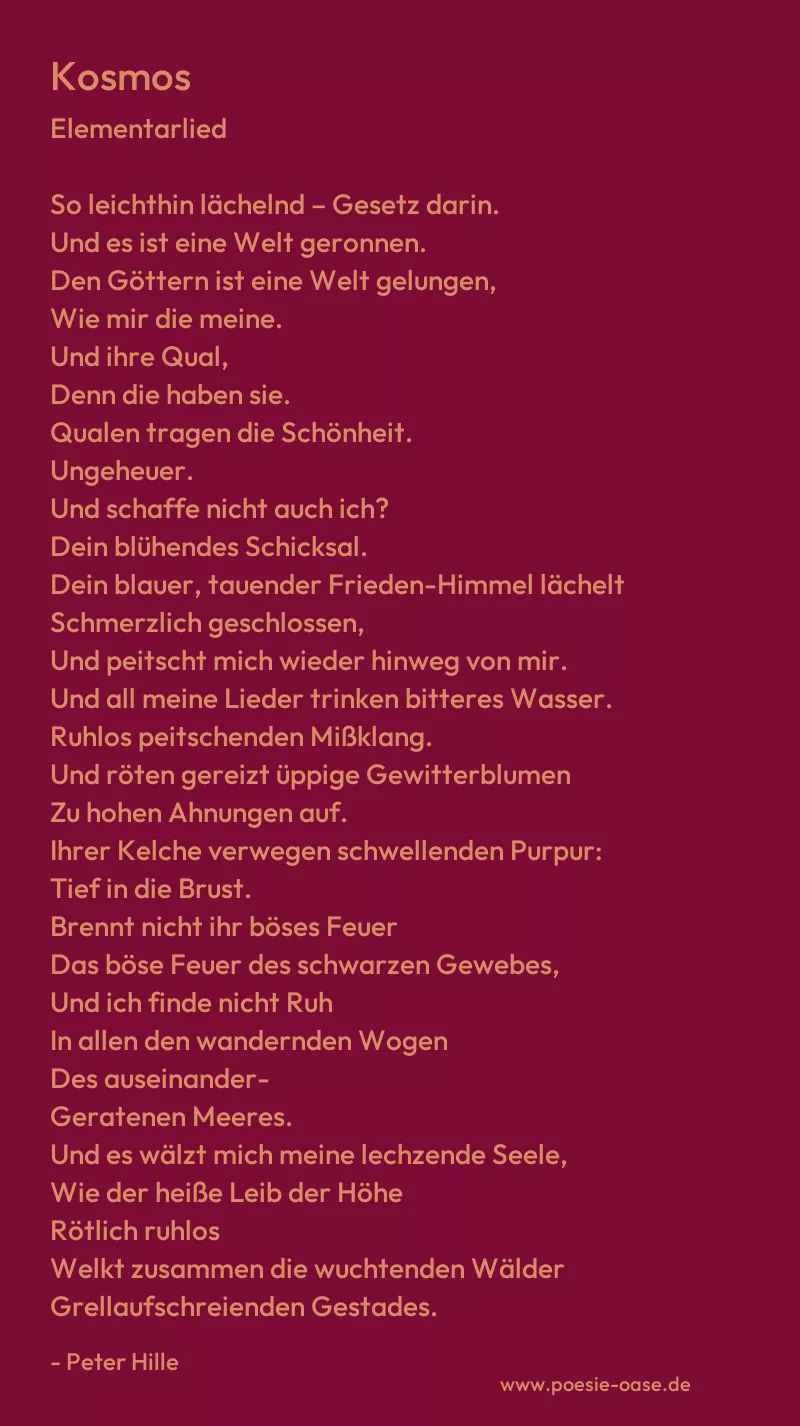 Gedicht: Kosmos von Peter Hille