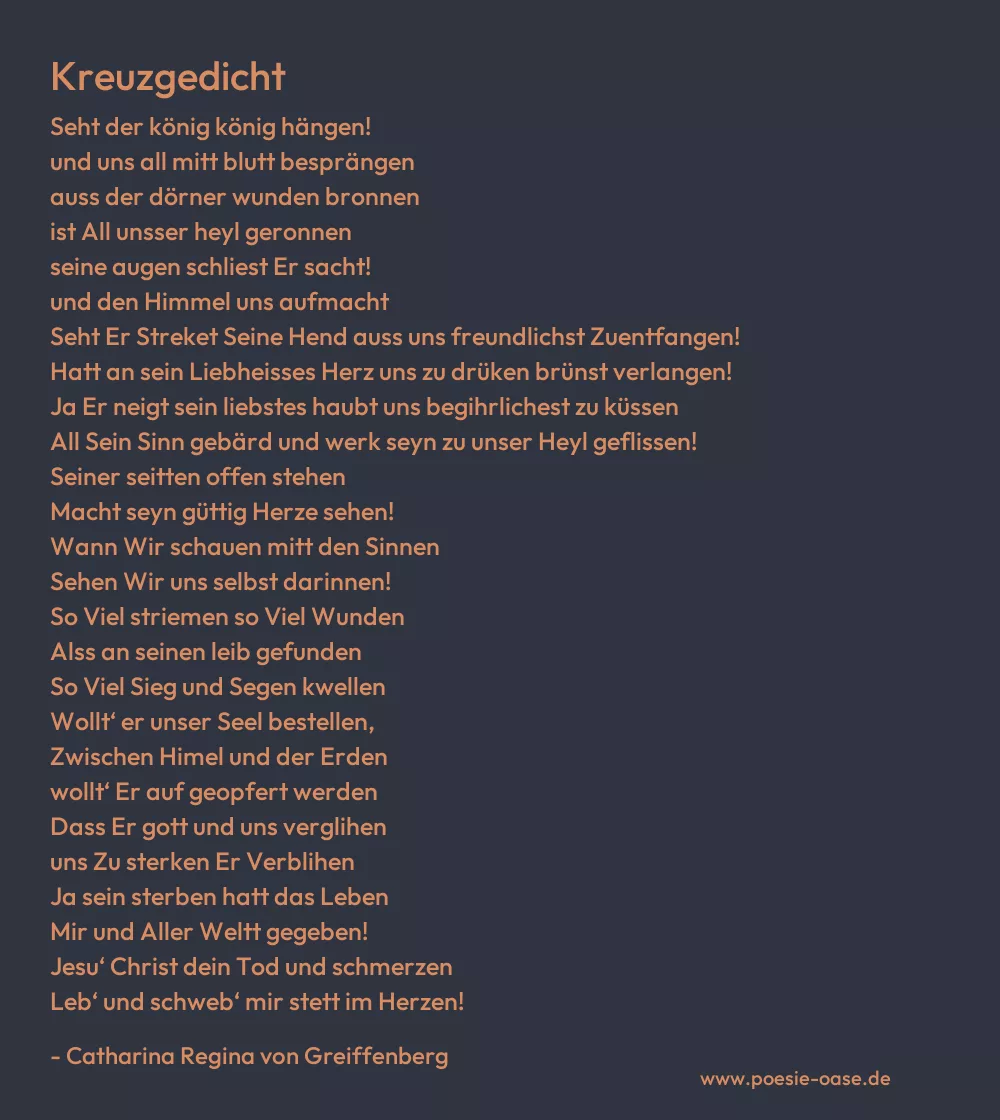 Gedicht: Kreuzgedicht von Catharina Regina von Greiffenberg
