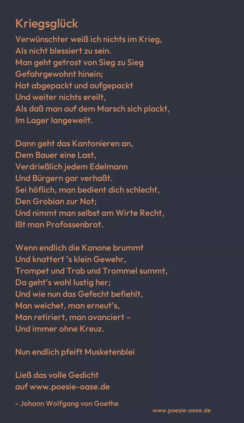 Gedicht: Kriegsglück von Johann Wolfgang von Goethe